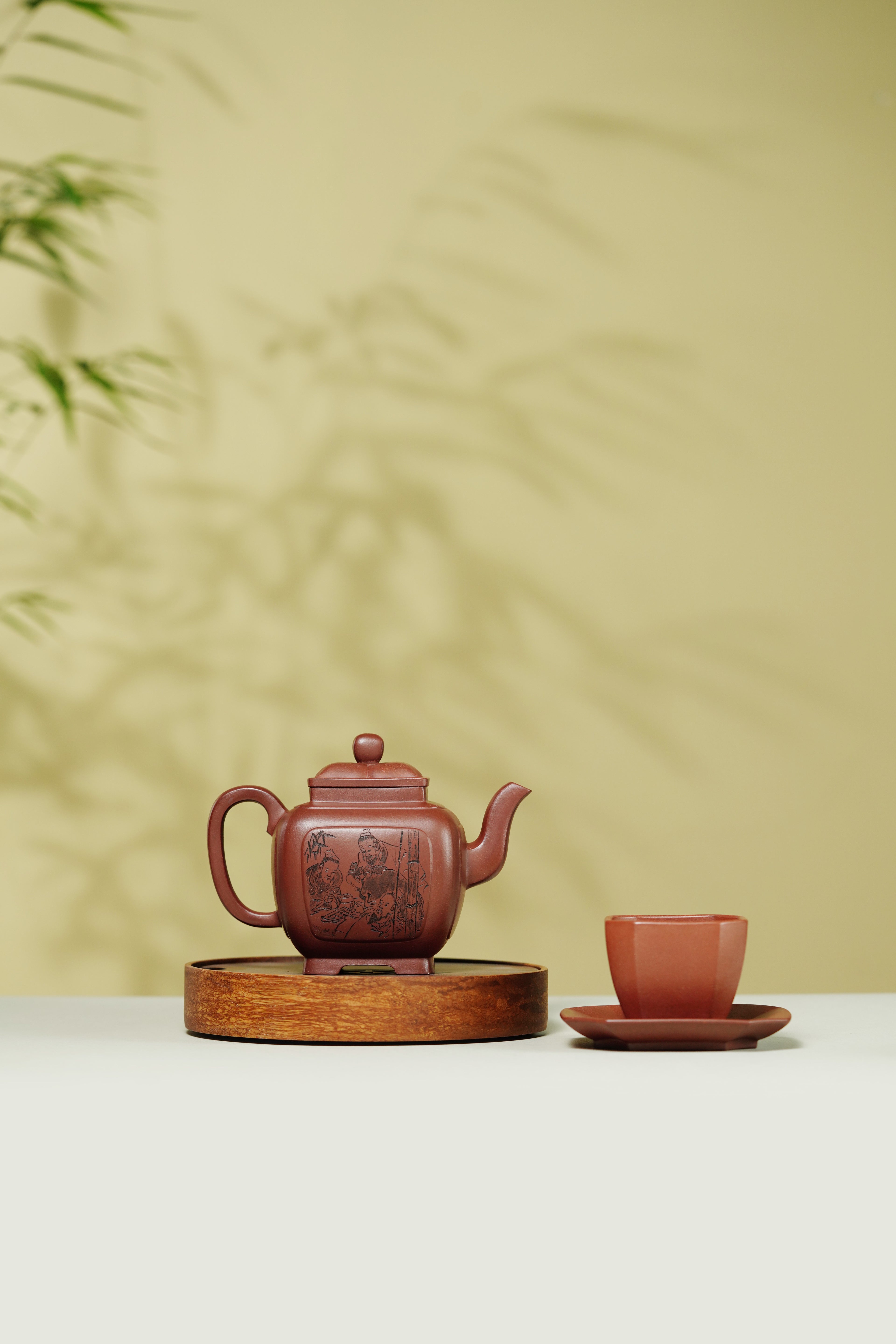 储立之大师｜中国陶瓷艺术终身成就奖获得者｜典藏重器【菱花四方套组】原矿优质紫泥·300cc