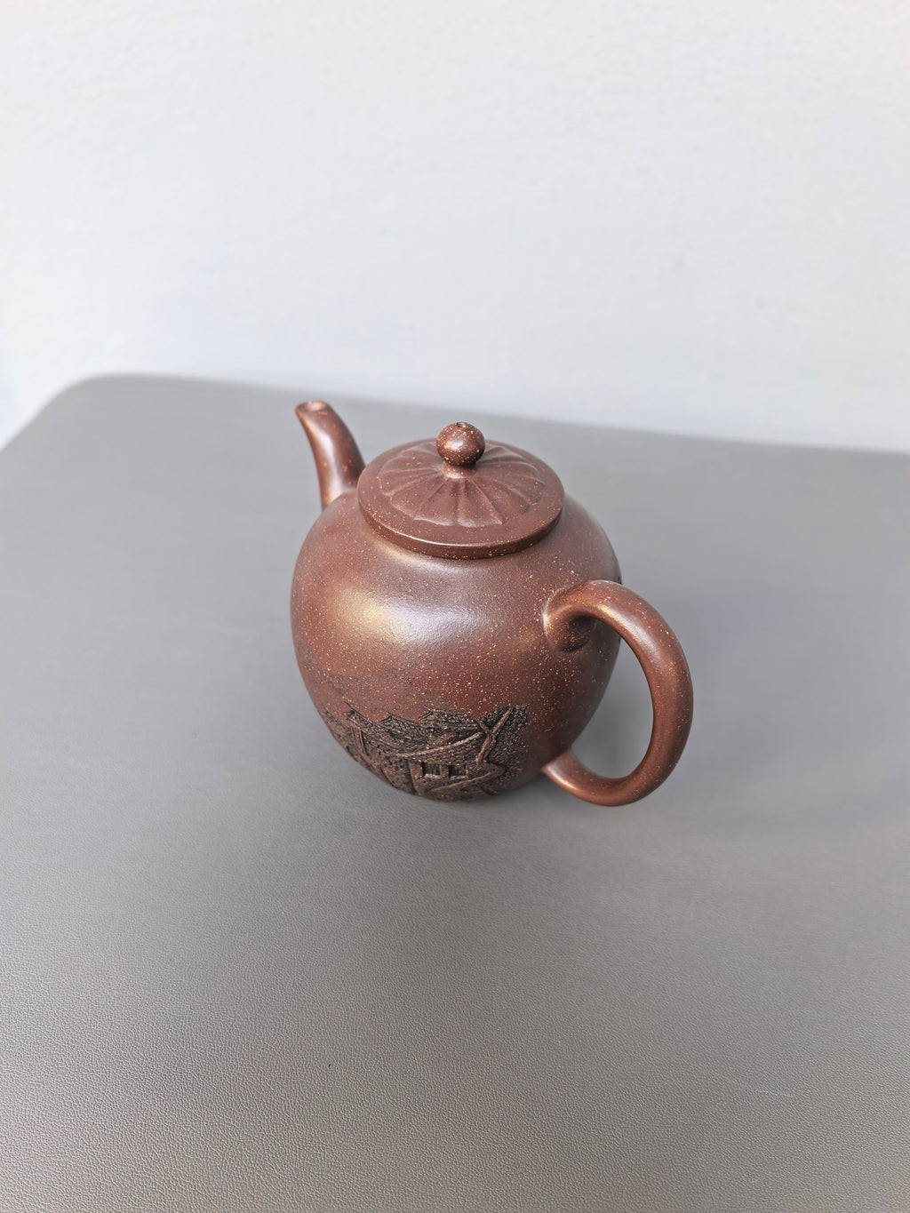 储立之大师｜中国陶瓷艺术终身成就奖获得者｜典藏重器【菱花橄榄壶】原矿优质紫玉金砂·300cc