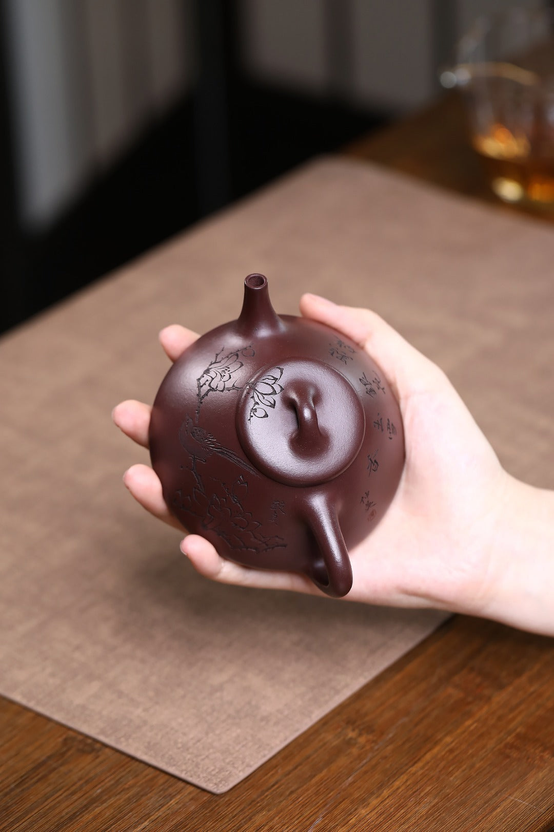 《子冶石瓢》 国家级工艺美术师 鲍玉华 原矿家藏紫袍玉砂，200cc，菱形14孔出水