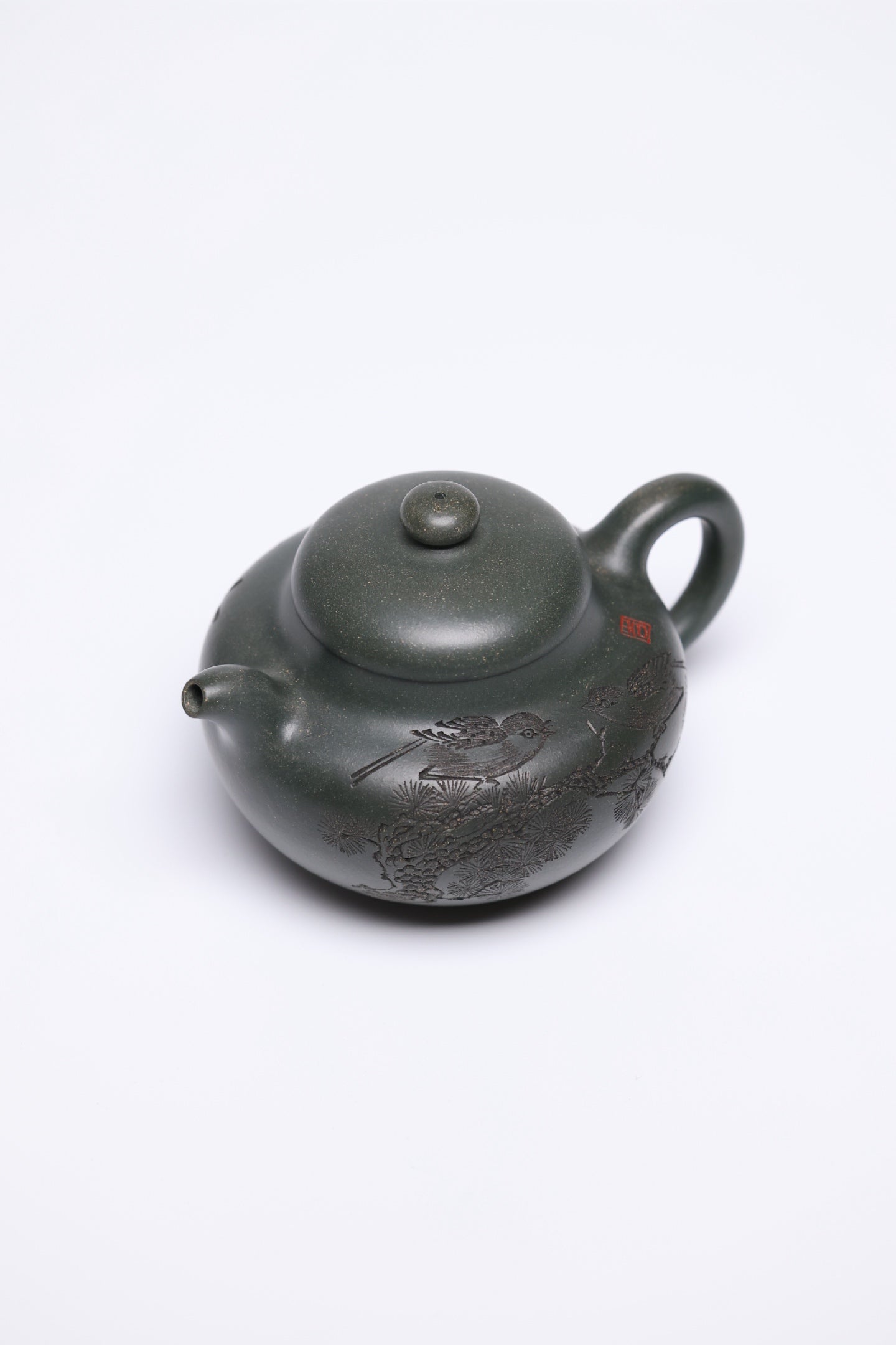 研高经典之作【柿圆】 泥料 景舟绿泥 容量 280cc 作者：韩小虎 研究员级高级工艺美术师