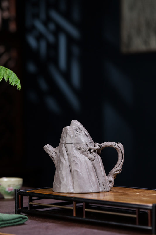 全手工制作 【假山】 泥料：原矿青灰泥 容量：460cc  孔数：24孔