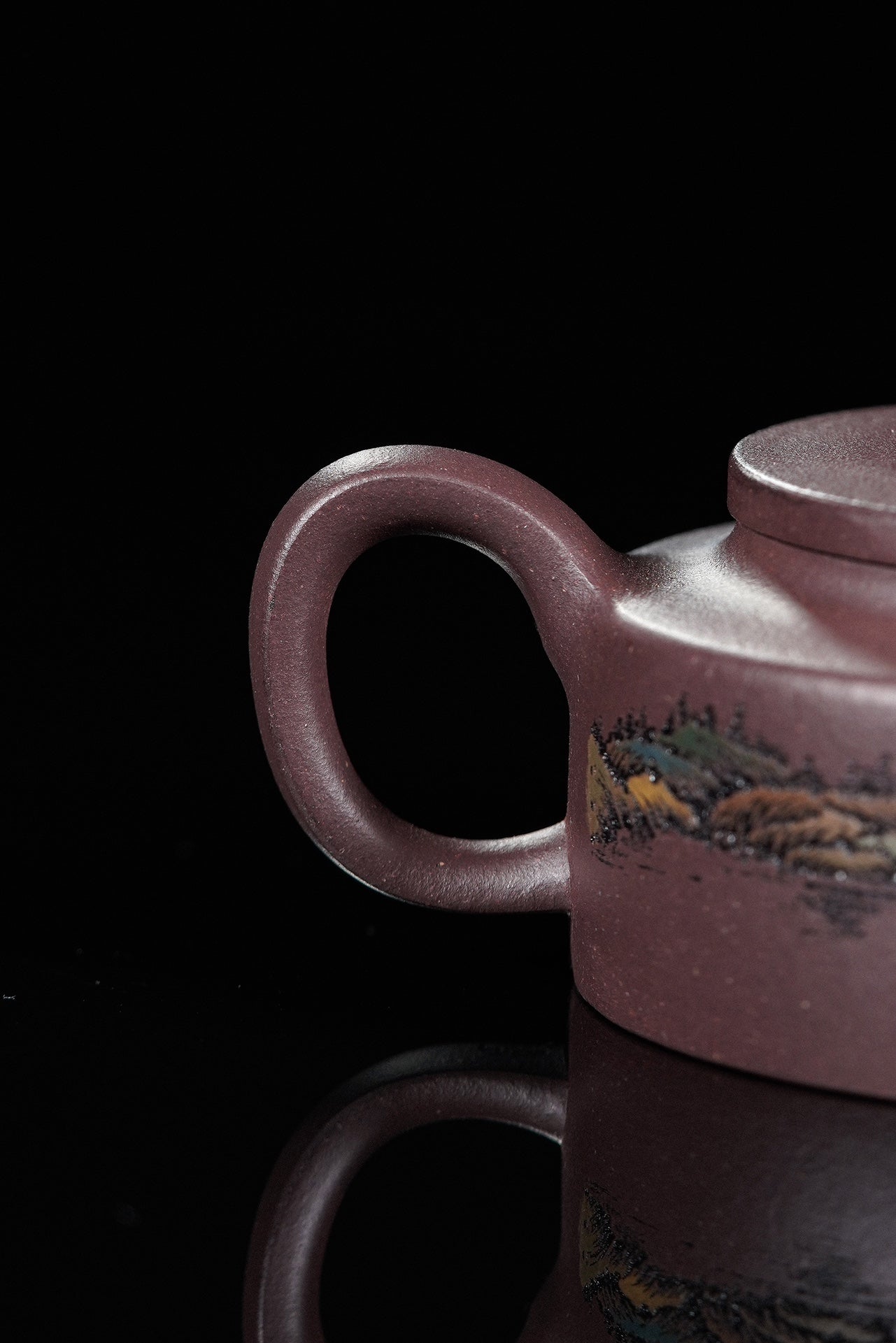 紫砂界彩刻山水标杆·李峰大师｜恭王府馆藏臻品《周盘壶》原矿优质老紫泥·180cc