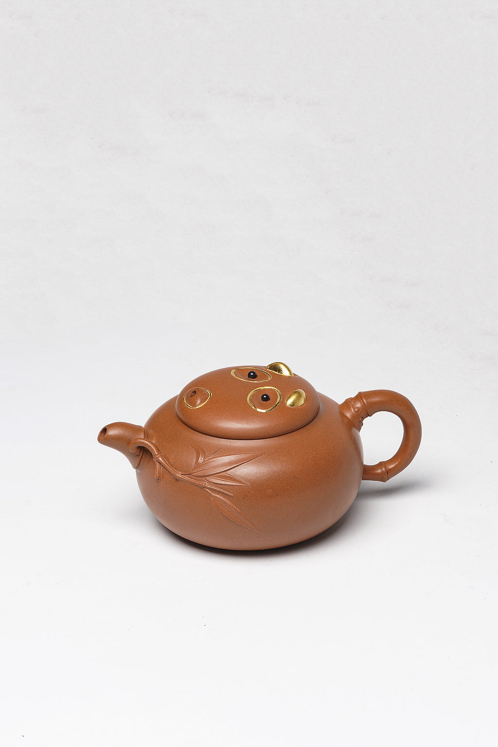 紫砂非遗花器泰斗·蒋蓉唯一嫡传｜蒋艺华亲制巅峰臻品【胸有成竹壶】原矿极品老段泥·180cc（真金限量款） - ZishaTeapotChina