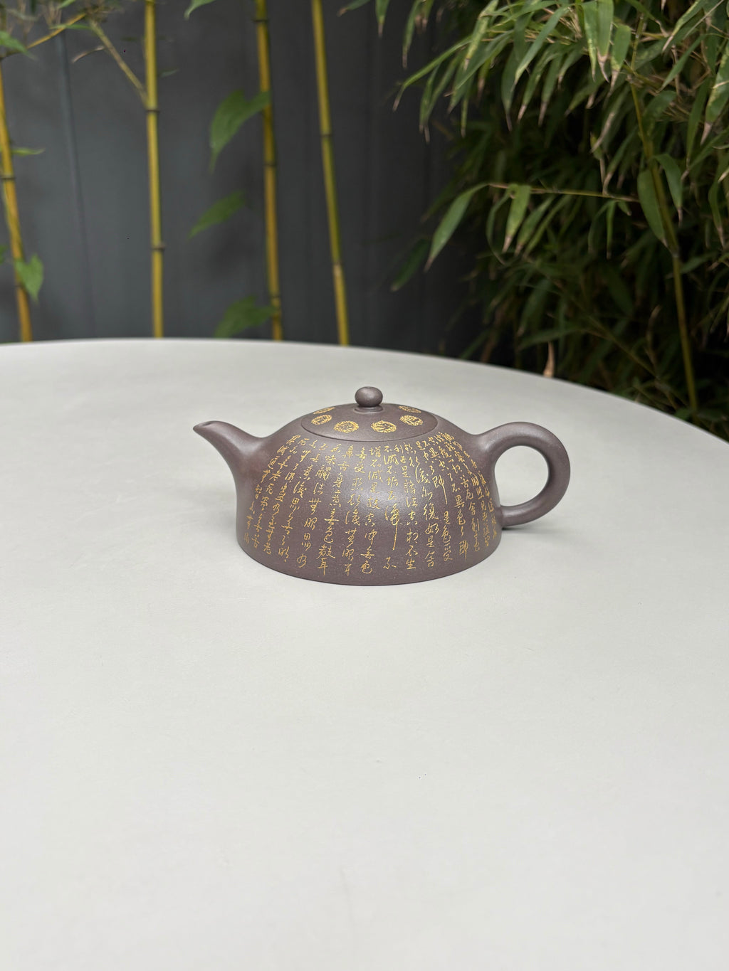 郑求标大师｜双心经至尊藏品·大拍9.7万同款➕金奖➕馆藏《心经半月壶》原矿极品天青泥·320cc