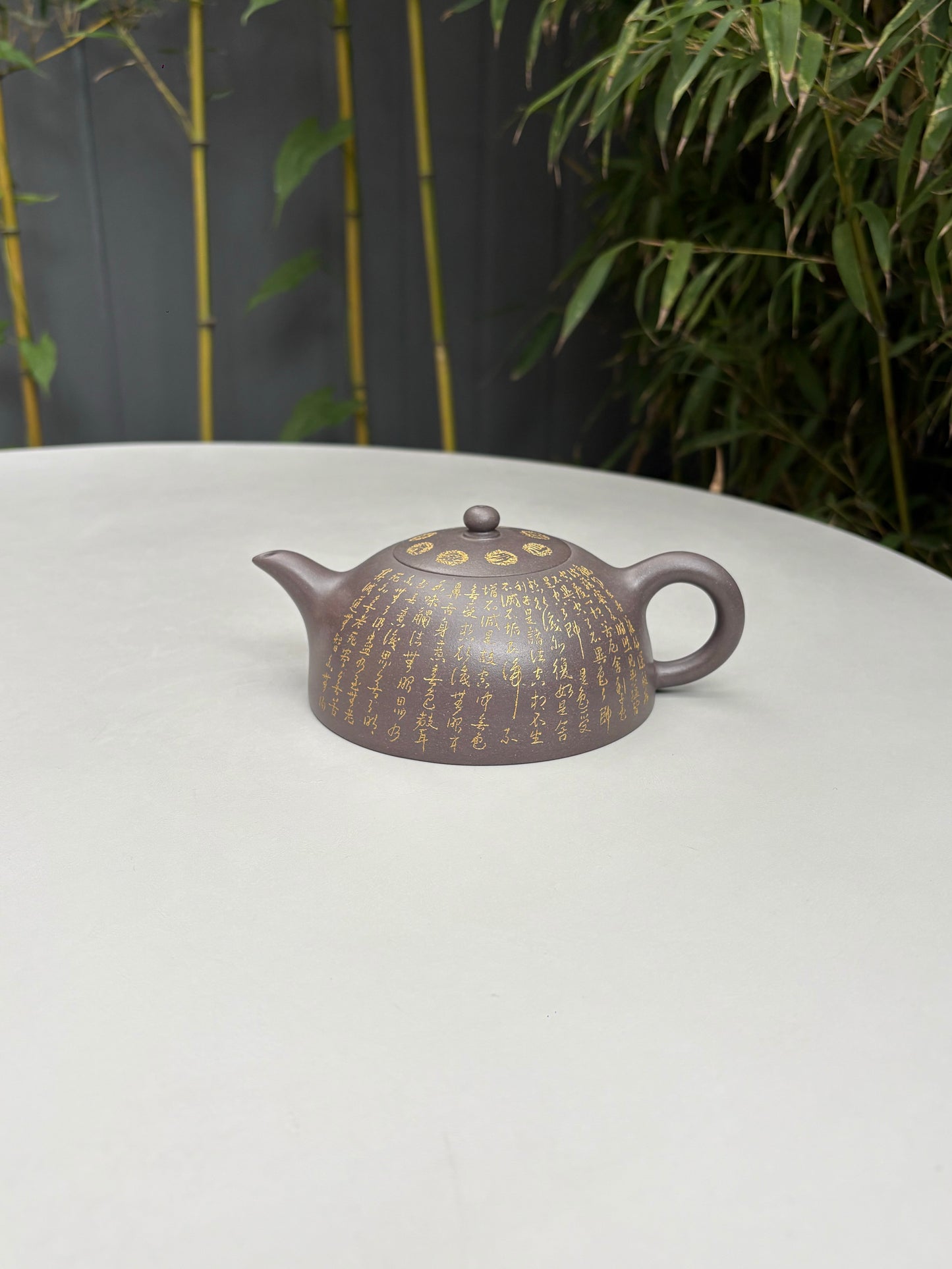 郑求标大师｜双心经至尊藏品·大拍9.7万同款➕金奖➕馆藏《心经半月壶》原矿极品天青泥·320cc