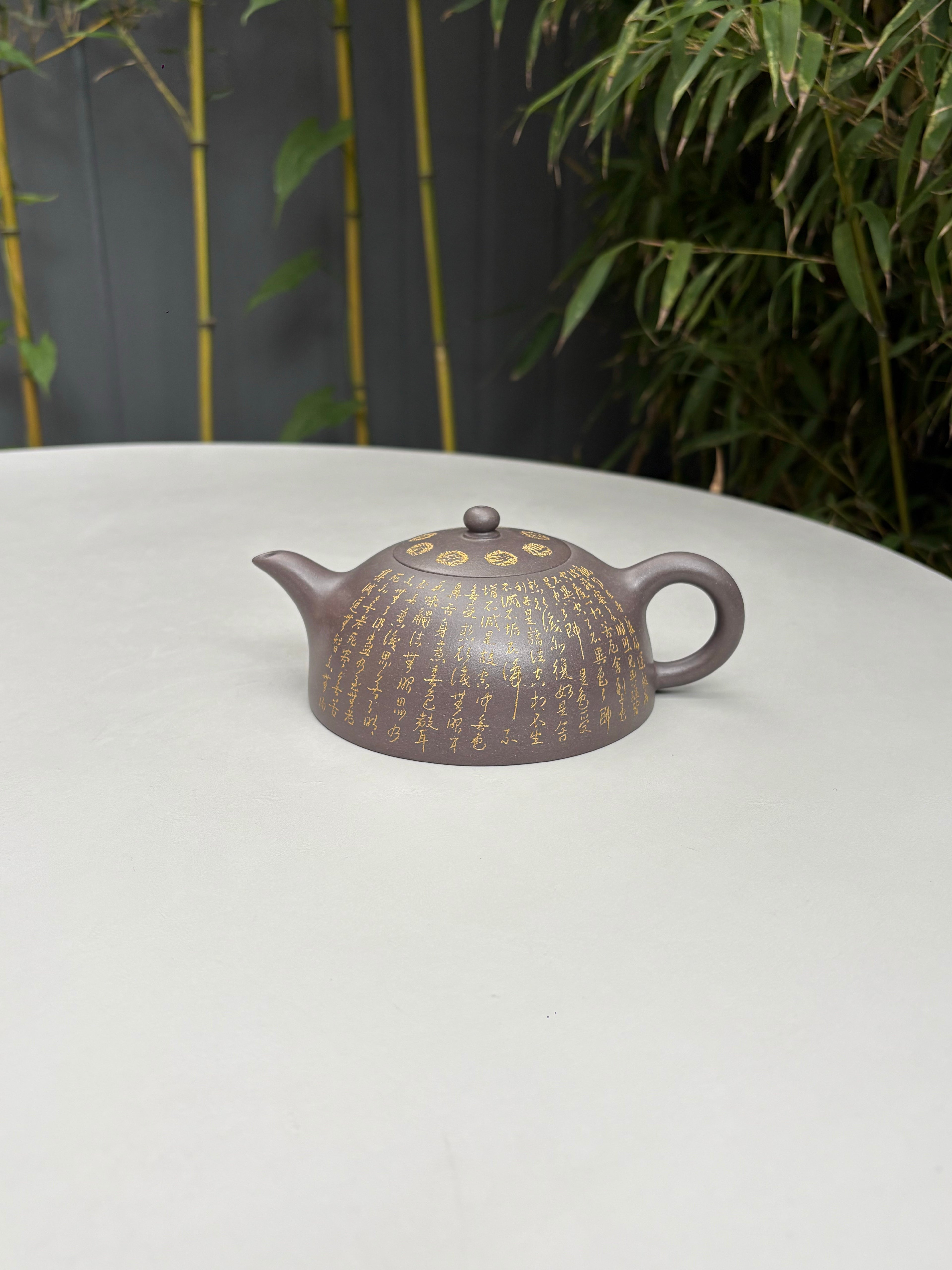 郑求标大师｜双心经至尊藏品·大拍9.7万同款➕金奖➕馆藏《心经半月壶》原矿极品天青泥·320cc