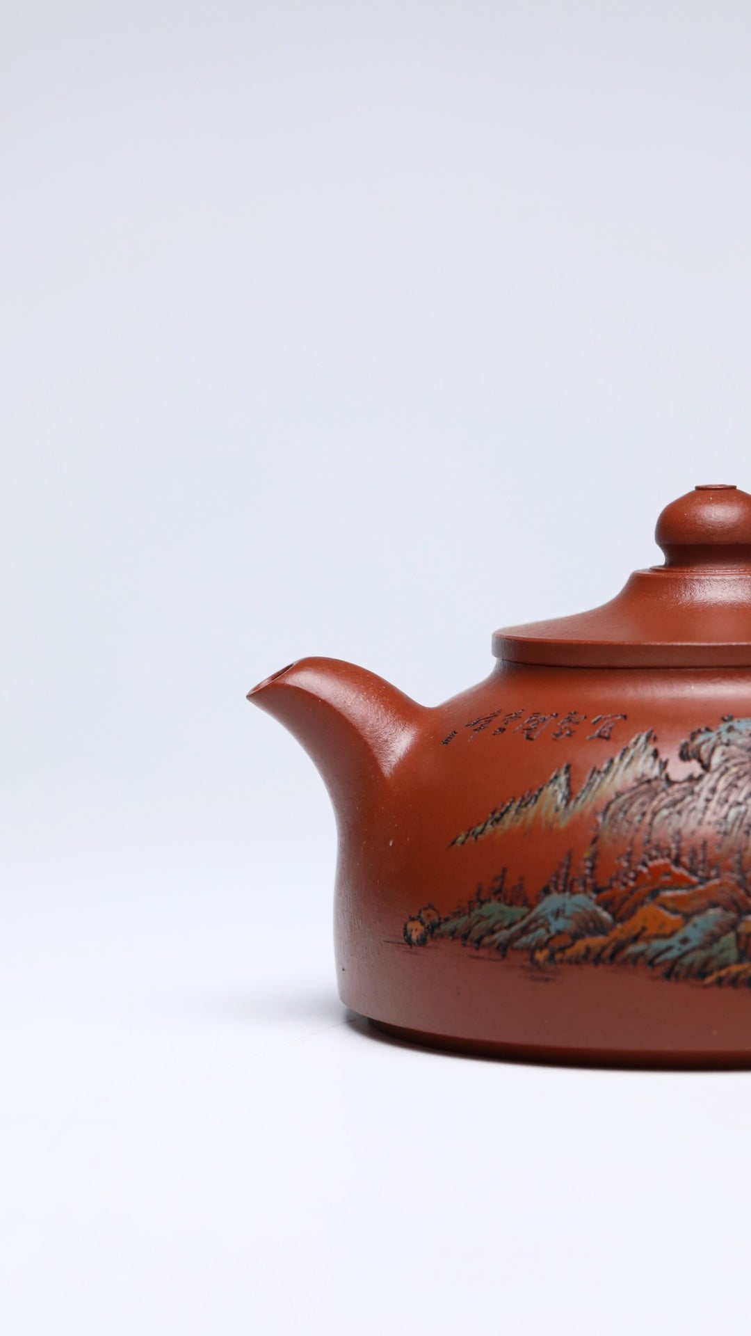 紫砂界彩刻山水标杆·李峰大师｜恭王府馆藏臻品《天笠壶》原矿优质底槽清·450cc