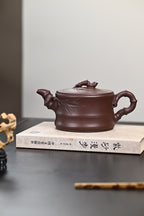 新品『竹段』 原矿老紫泥·容量850cc·14孔出水·陈华军（国家级工艺美术师） - ZishaTeapotChina
