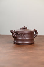 新品『竹段』 原矿老紫泥·容量850cc·14孔出水·陈华军（国家级工艺美术师） - ZishaTeapotChina