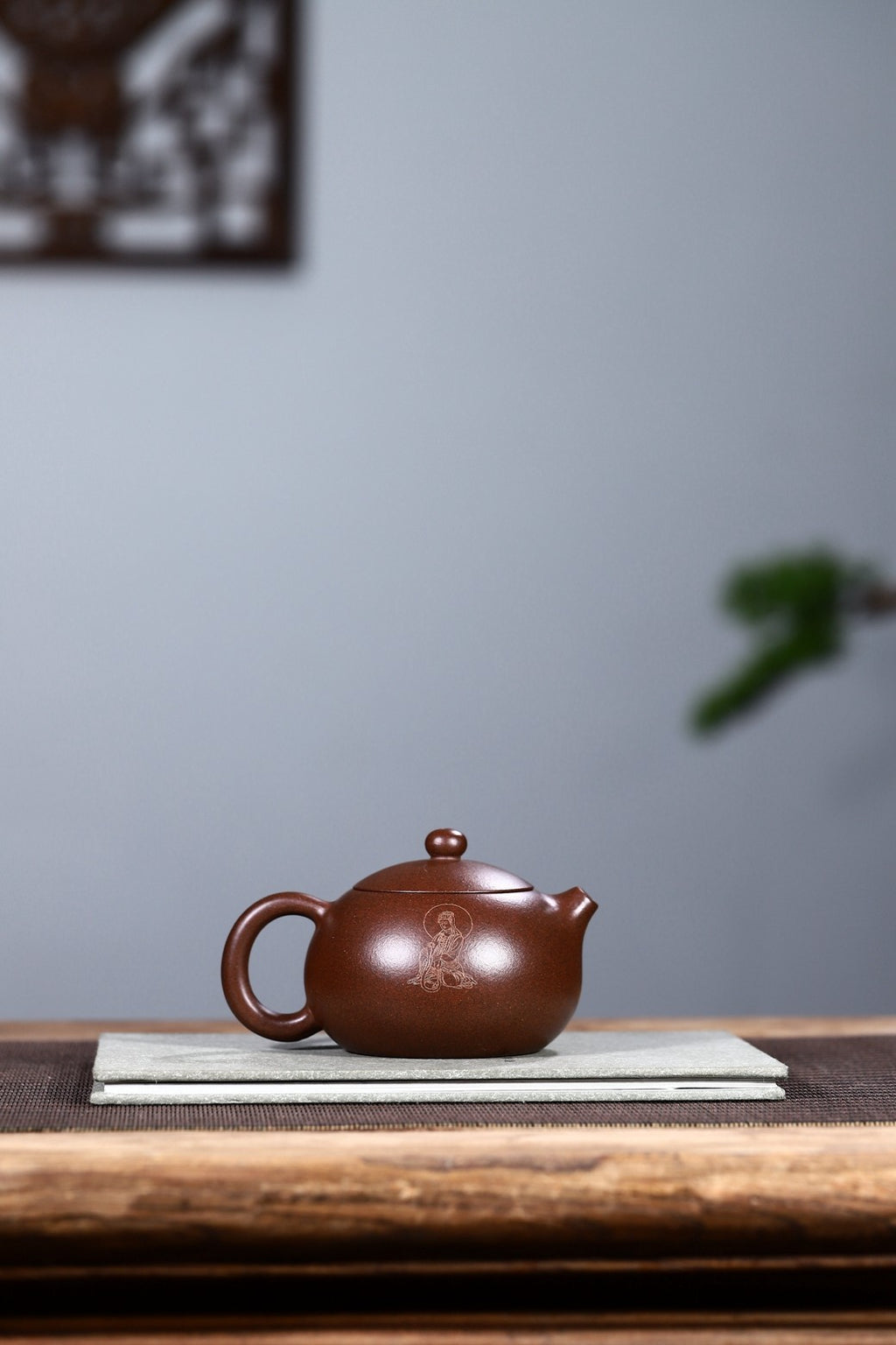 沉香黑星砂新品【心经西施】经典而又圆润 微雕高难度刻绘心经，240cc禅茶一味