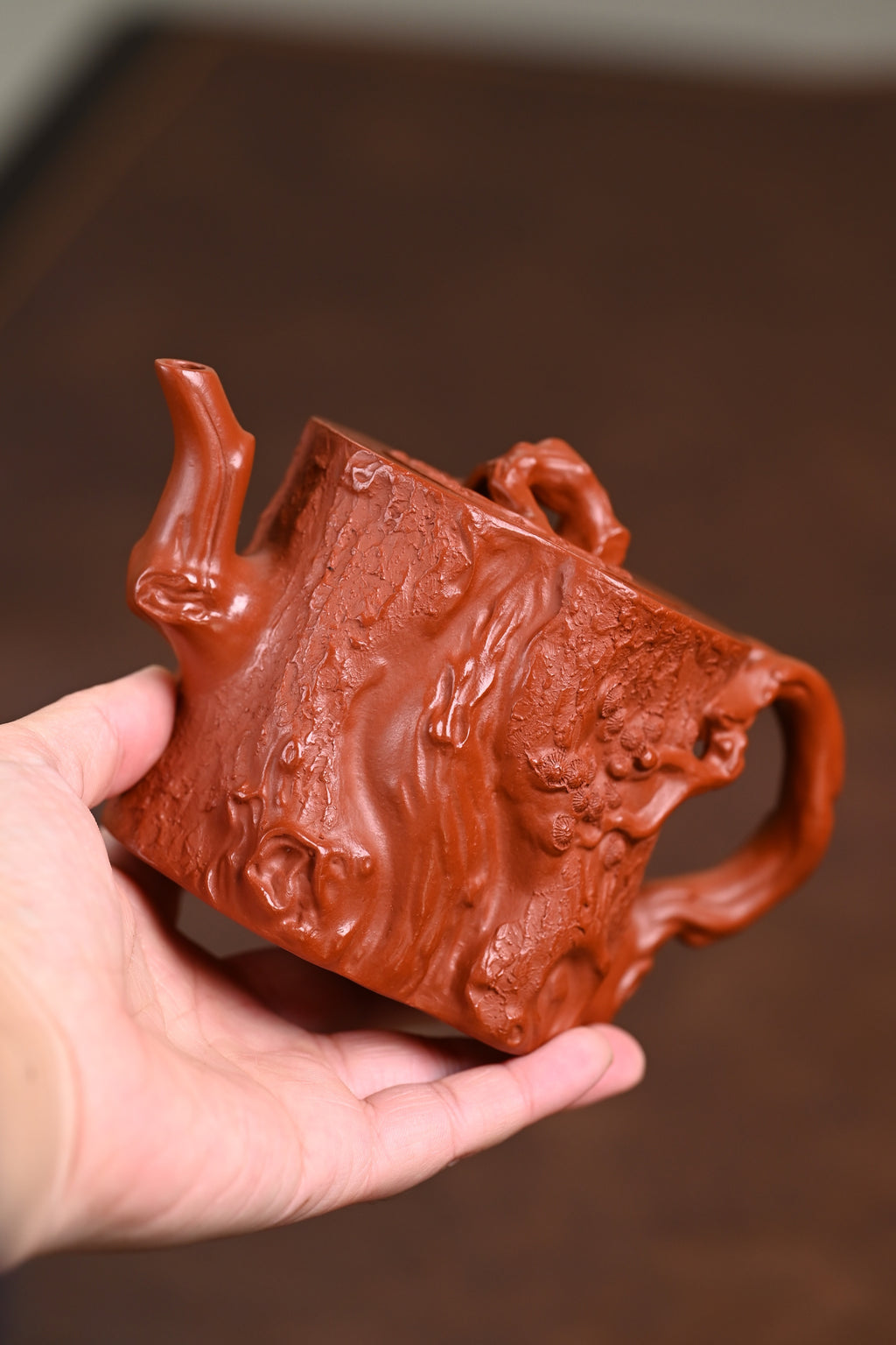 高工· 『松桩』 极品皱皮朱泥·容量290cc·19孔出水·内推·秦国萍（国家级高级工艺美术师）