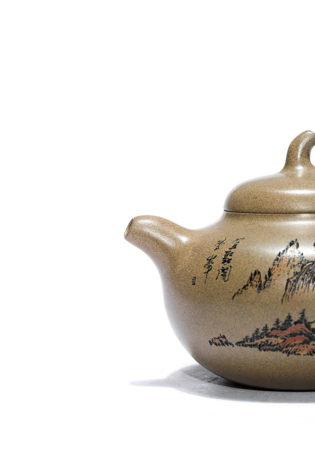 紫砂界彩刻山水标杆·李峰大师｜恭王府馆藏臻品·大拍18万同系列《茄段壶》原矿优质青段泥·230cc