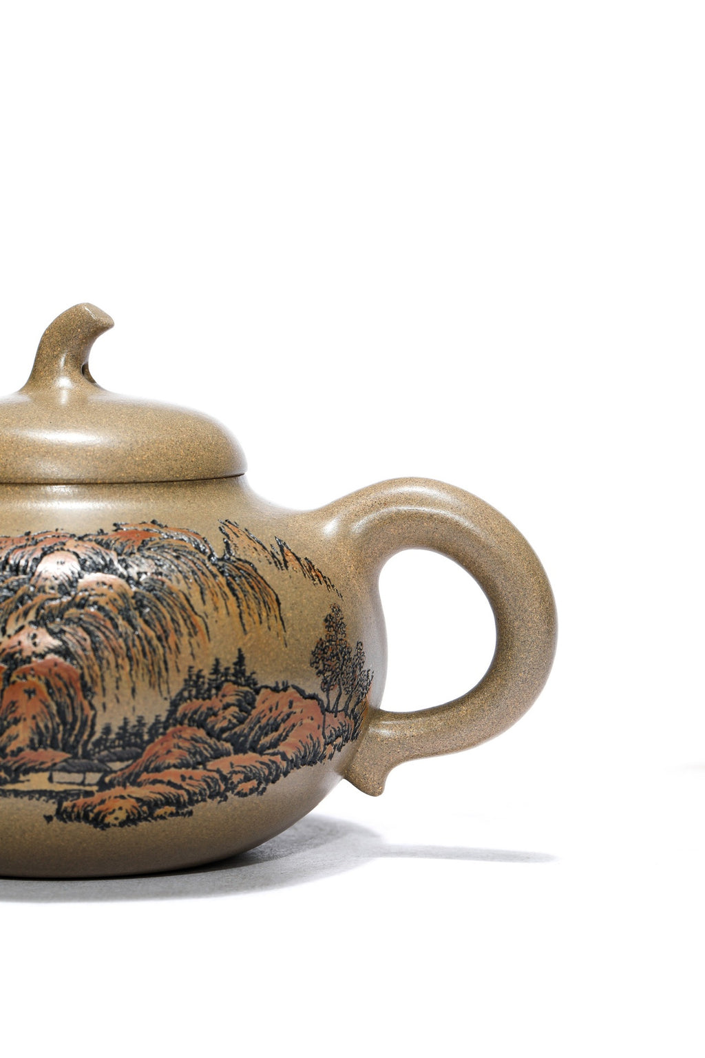 紫砂界彩刻山水标杆·李峰大师｜恭王府馆藏臻品·大拍18万同系列《茄段壶》原矿优质青段泥·230cc