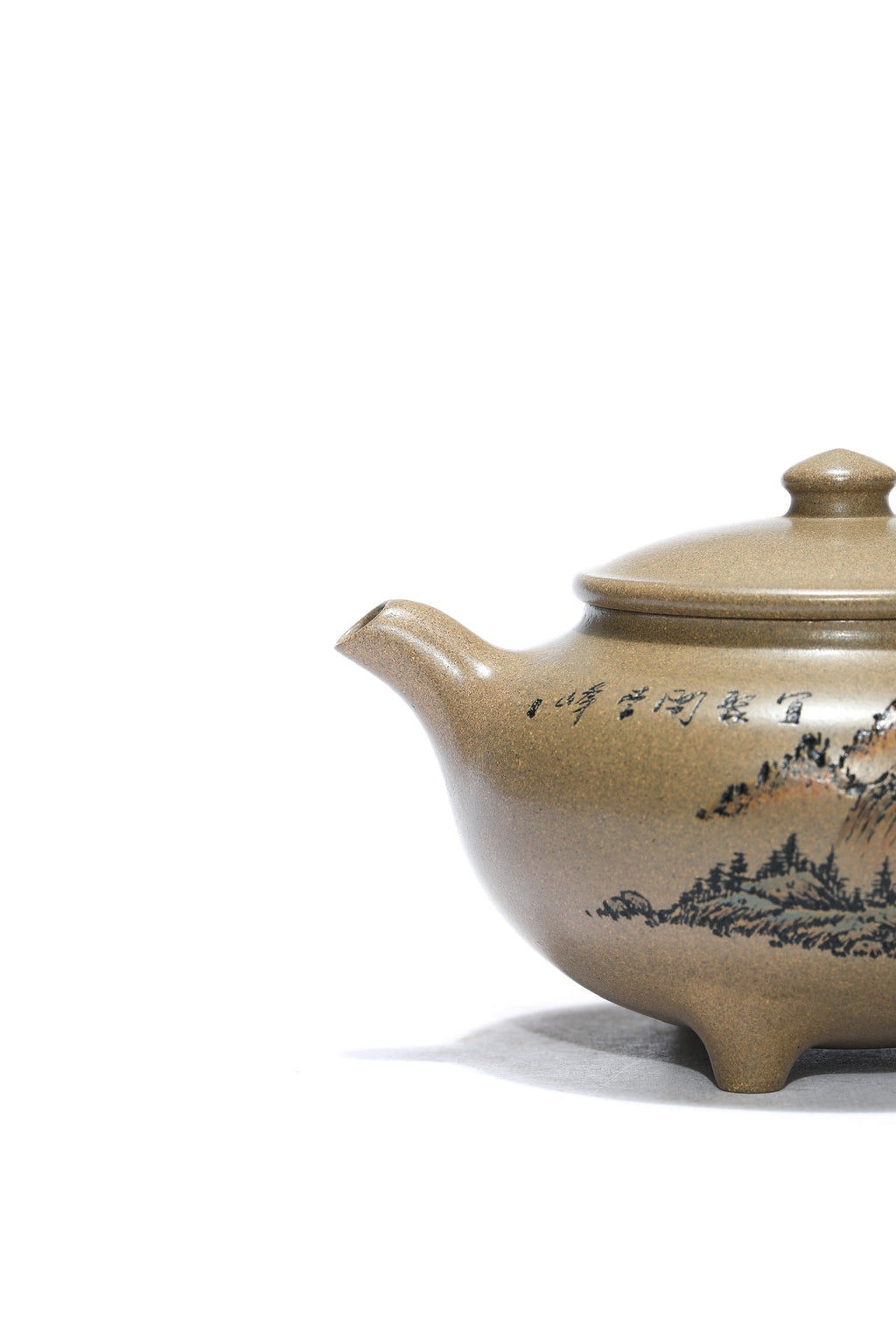 紫砂界彩刻山水标杆·李峰大师｜恭王府馆藏臻品·同系列拍卖10万《境由心造壶》原矿优质青段泥·220cc