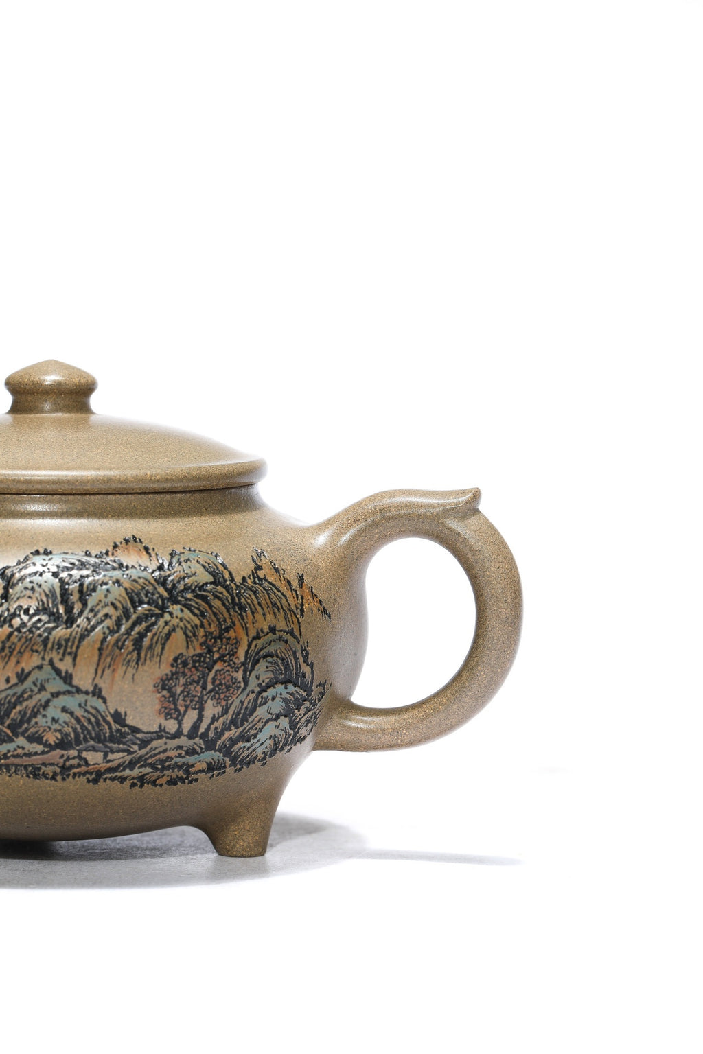 紫砂界彩刻山水标杆·李峰大师｜恭王府馆藏臻品·同系列拍卖10万《境由心造壶》原矿优质青段泥·220cc