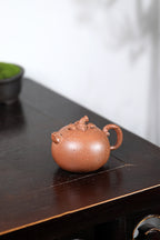 紫砂非遗花器泰斗·蒋蓉唯一嫡传｜蒋艺华亲制巅峰臻品【山竹壶】原矿极品老段泥·220cc