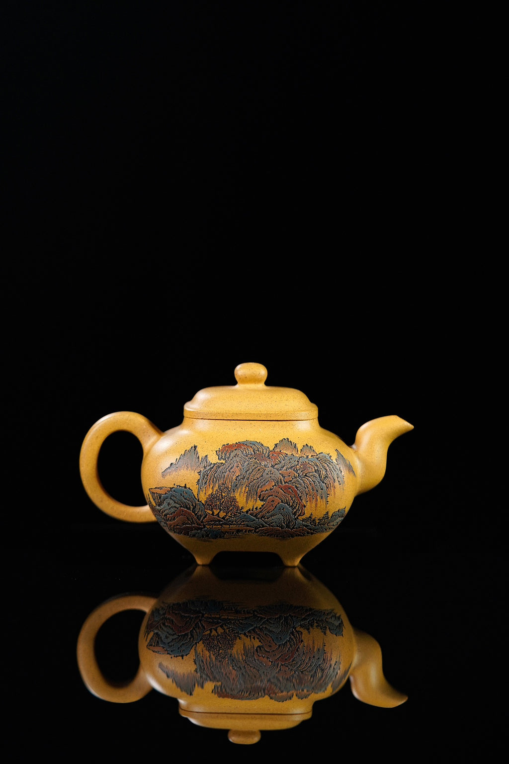 紫砂界彩刻山水标杆·李峰大师｜恭王府馆藏臻品《传炉壶》原矿优质黄金段·300cc
