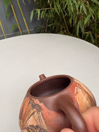 紫砂界的唯一·何光宏大师·紫砂堆绘立体意境山水画《光明石瓢》拍卖9.8万同款 原矿极品老紫泥·220cc