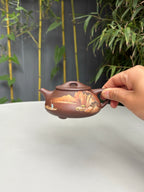 紫砂界的唯一·何光宏大师·紫砂堆绘立体意境山水画《光明石瓢》拍卖9.8万同款 原矿极品老紫泥·220cc
