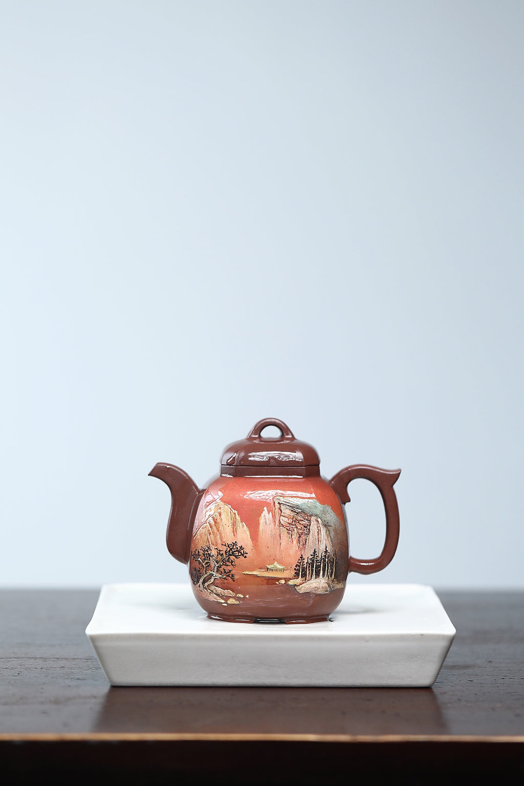 双宗师联袂·礼藏传世孤品重器 紫砂界立体意境山水第一人·何光宏×国大师邱玉林共同创作《福临八方壶》原矿极品老紫泥·350cc
