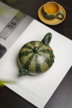 紫砂非遗花器泰斗·蒋蓉唯一嫡传｜蒋艺华亲制巅峰臻品【西瓜套组】优质本山绿泥粉浆·430cc