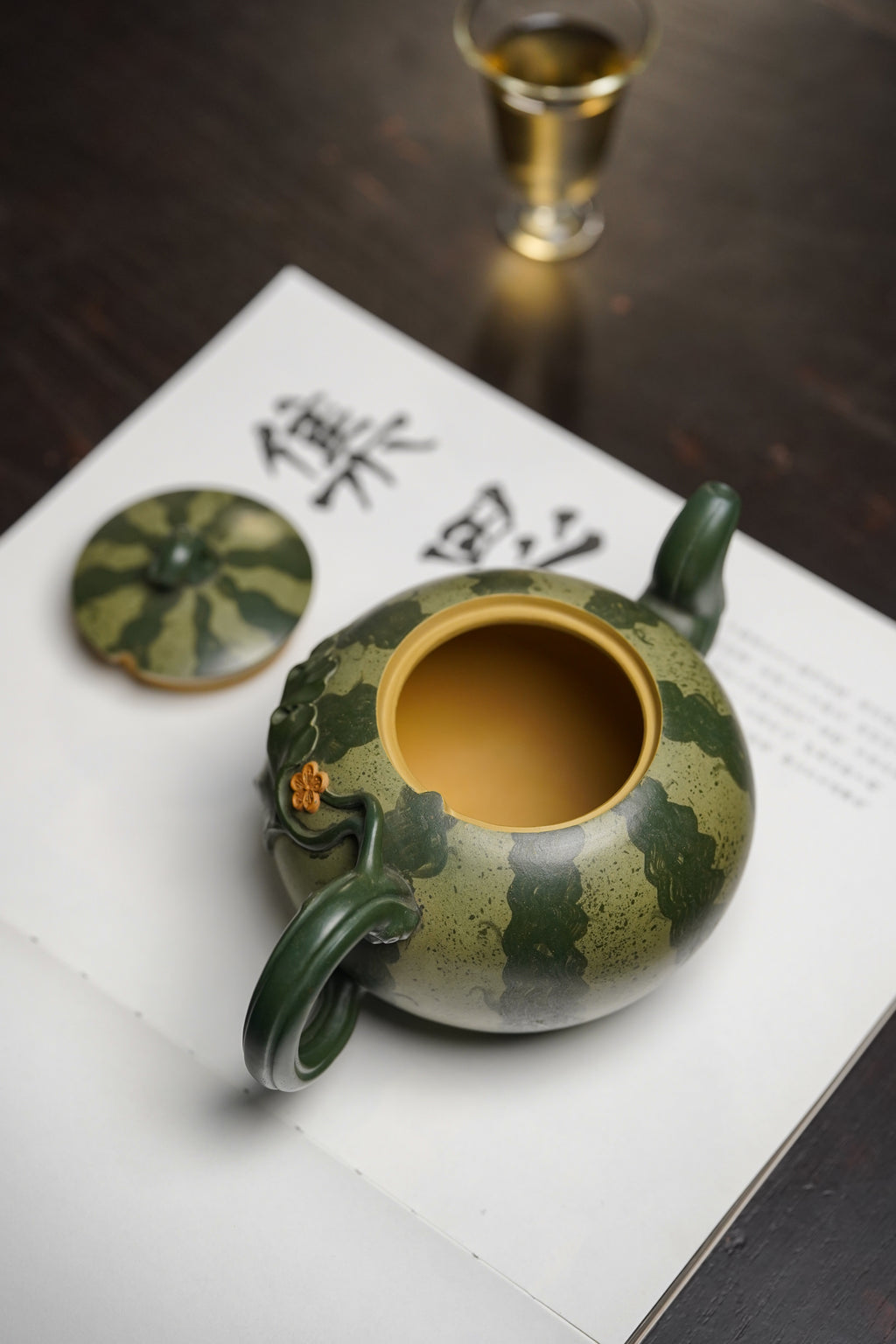 紫砂非遗花器泰斗·蒋蓉唯一嫡传｜蒋艺华亲制巅峰臻品【西瓜套组】优质本山绿泥粉浆·430cc