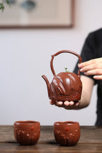 紫砂非遗花器泰斗·蒋蓉唯一嫡传｜蒋艺华亲制巅峰臻品【青蛙提梁套组】原矿极品降坡泥·350cc