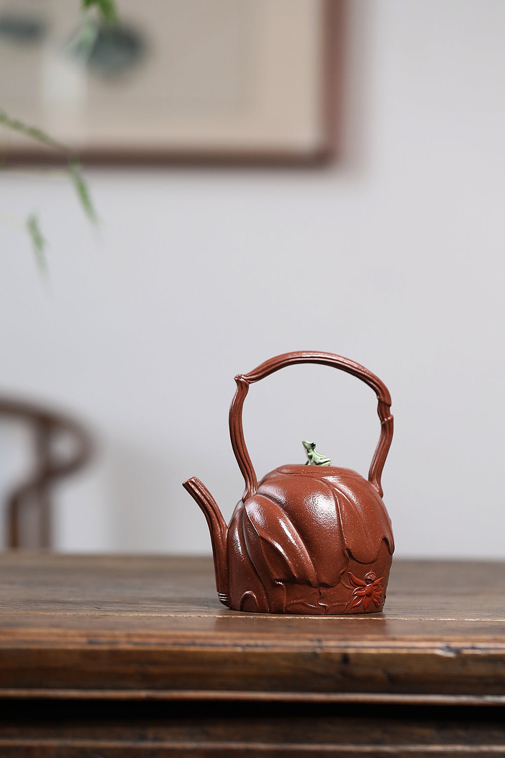 紫砂非遗花器泰斗·蒋蓉唯一嫡传｜蒋艺华亲制巅峰臻品【青蛙提梁套组】原矿极品降坡泥·350cc