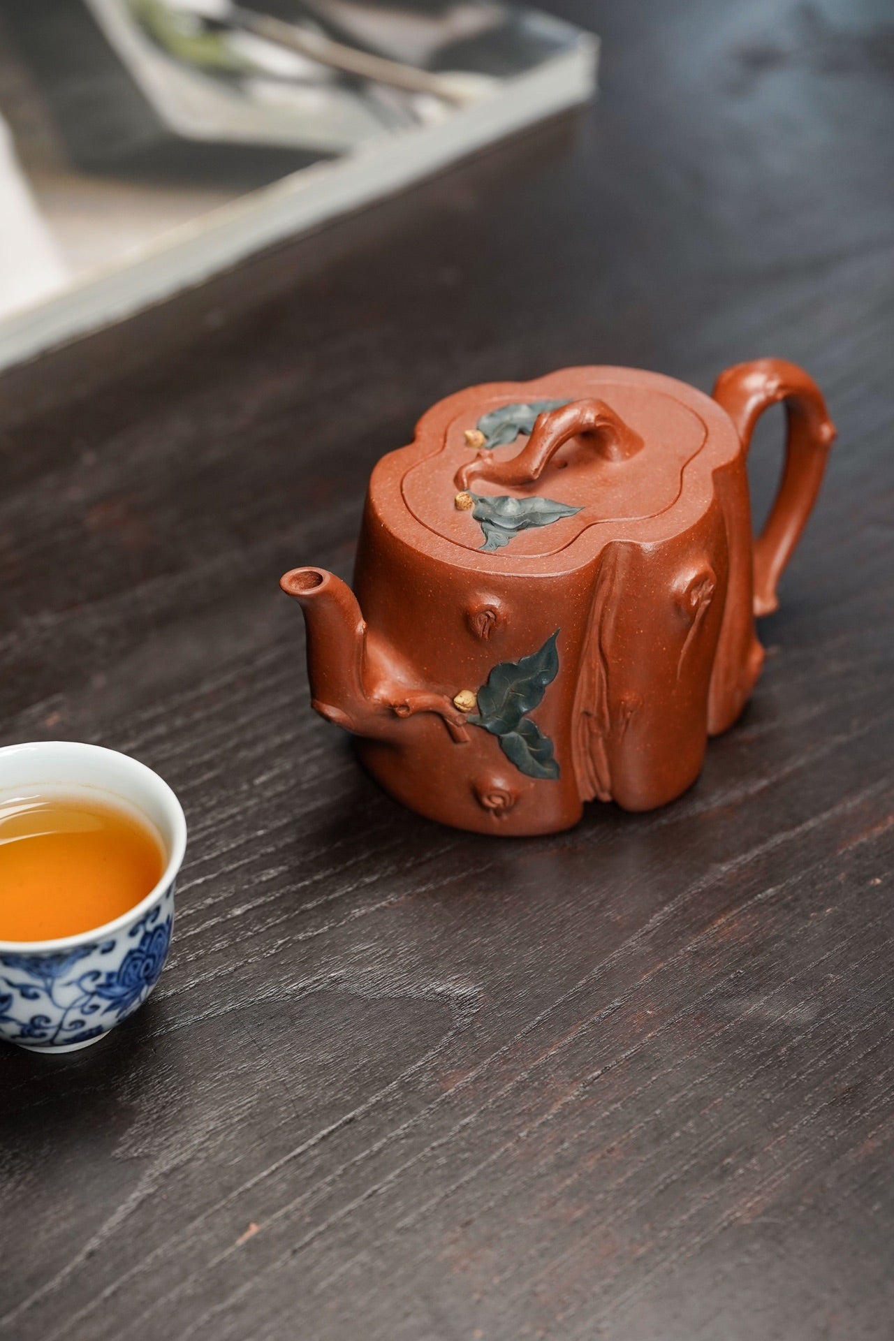 紫砂非遗花器泰斗·蒋蓉唯一嫡传｜蒋艺华亲制巅峰臻品【寿桃树桩壶】原矿极品降坡泥·400cc