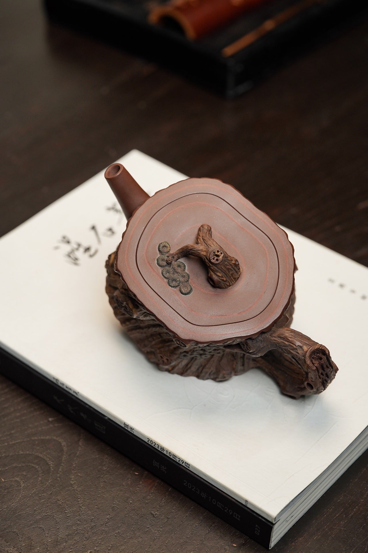 【蒋蓉之女 传世花器】紫砂非遗花器泰斗·蒋蓉唯一嫡传｜蒋艺华亲制巅峰臻品【松桩壶】原矿极品老紫泥·330cc
