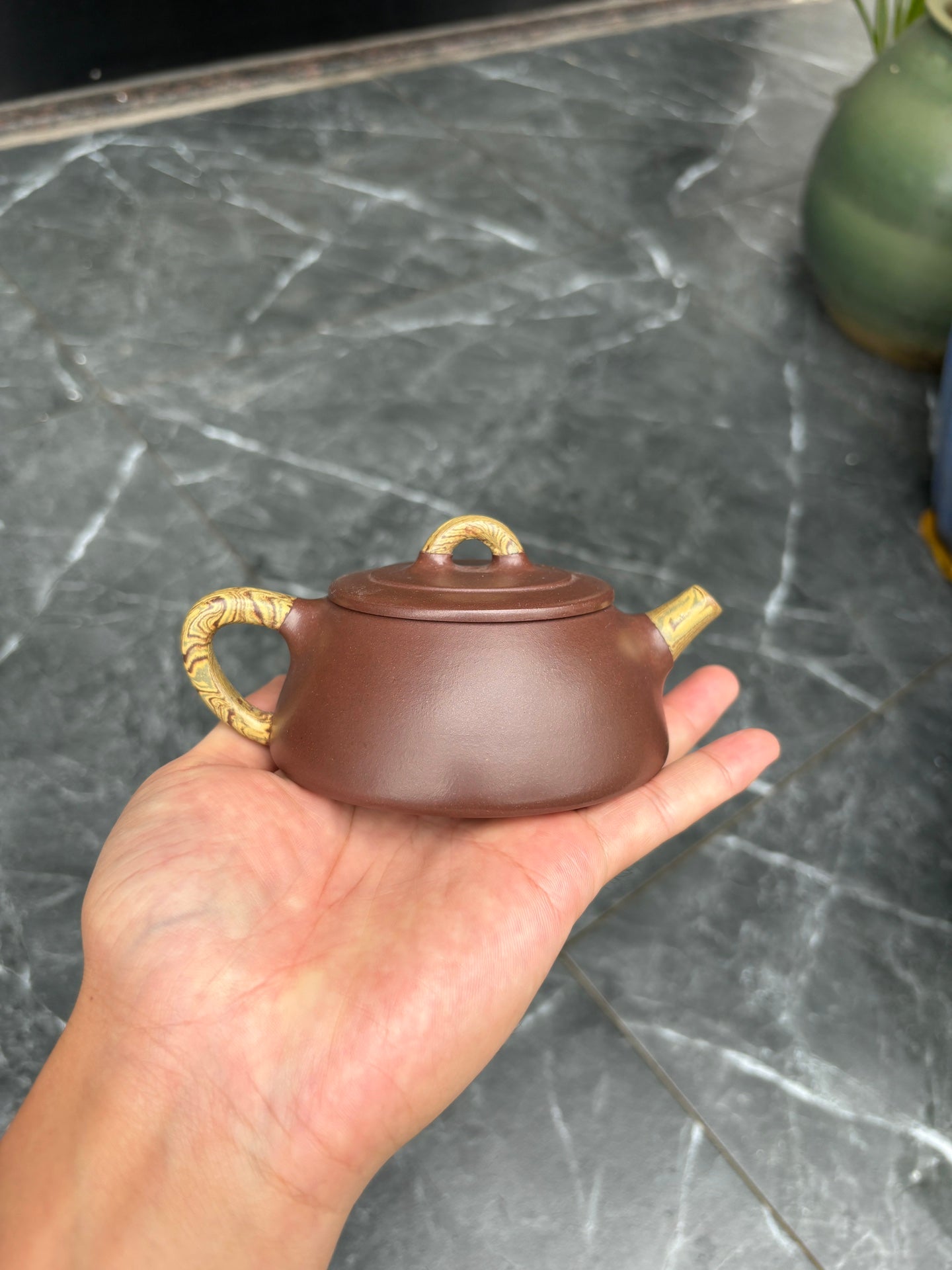 宜兴原矿优质绞泥《石瓢壶》高端紫砂套组极品老紫泥·160cc实力派陶艺家·杨菲