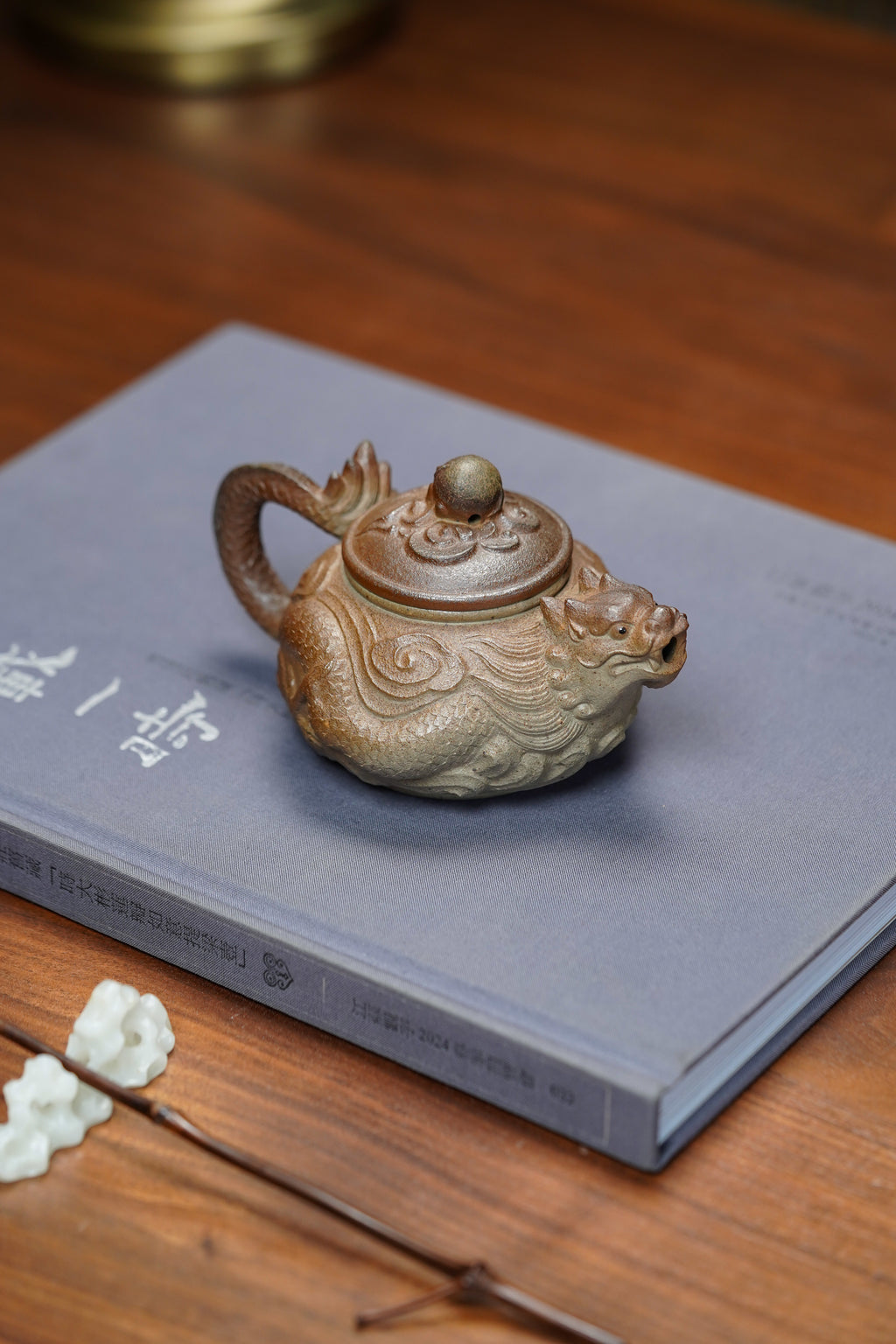 【蒋蓉之女 传世花器】紫砂非遗花器泰斗·蒋蓉唯一嫡传｜蒋艺华亲制巅峰臻品【龙珠壶】原矿极品黄金段柴烧·210cc