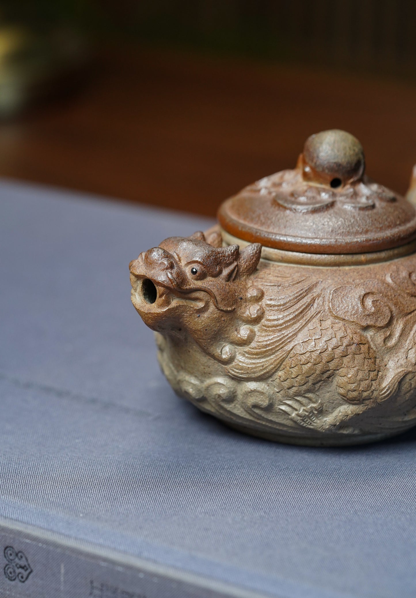【蒋蓉之女 传世花器】紫砂非遗花器泰斗·蒋蓉唯一嫡传｜蒋艺华亲制巅峰臻品【龙珠壶】原矿极品黄金段柴烧·210cc