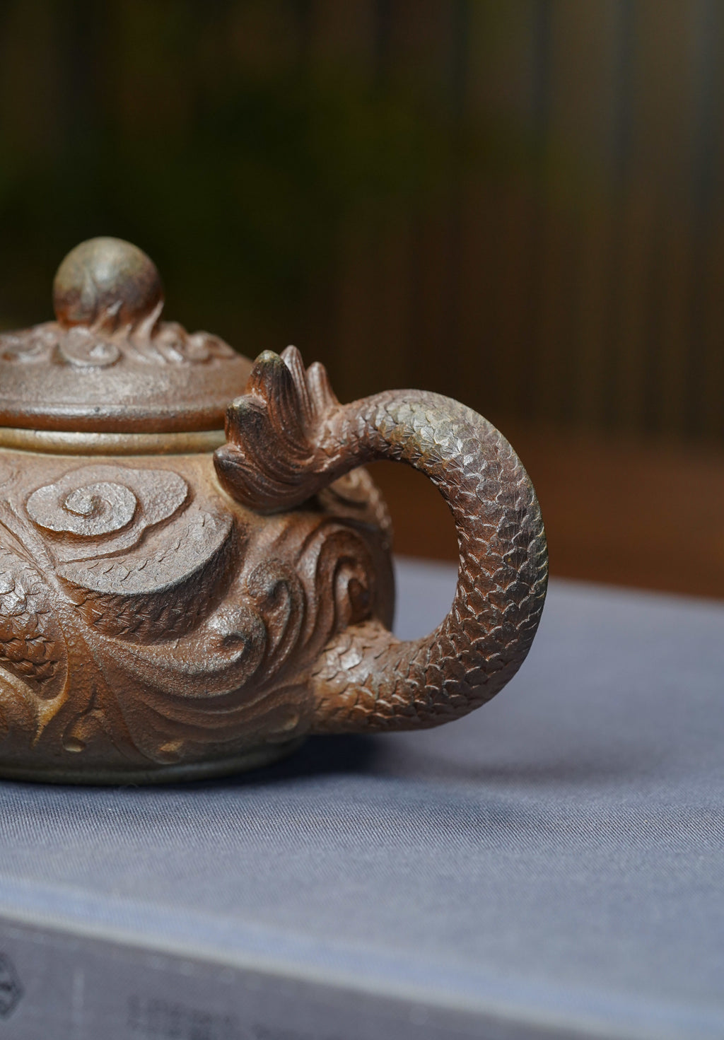 【蒋蓉之女 传世花器】紫砂非遗花器泰斗·蒋蓉唯一嫡传｜蒋艺华亲制巅峰臻品【龙珠壶】原矿极品黄金段柴烧·210cc
