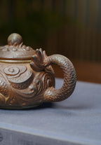 【蒋蓉之女 传世花器】紫砂非遗花器泰斗·蒋蓉唯一嫡传｜蒋艺华亲制巅峰臻品【龙珠壶】原矿极品黄金段柴烧·210cc