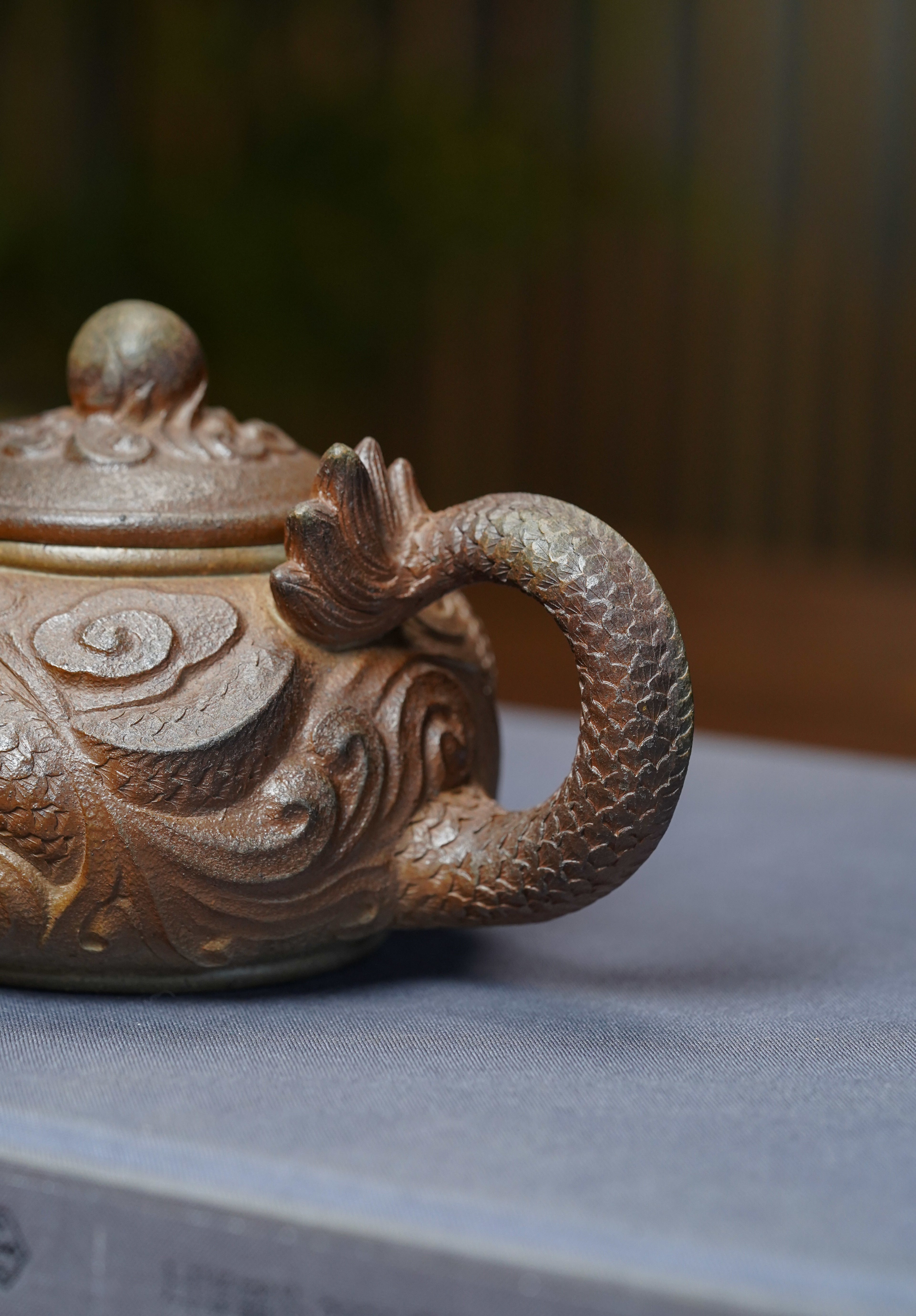 【蒋蓉之女 传世花器】紫砂非遗花器泰斗·蒋蓉唯一嫡传｜蒋艺华亲制巅峰臻品【龙珠壶】原矿极品黄金段柴烧·210cc