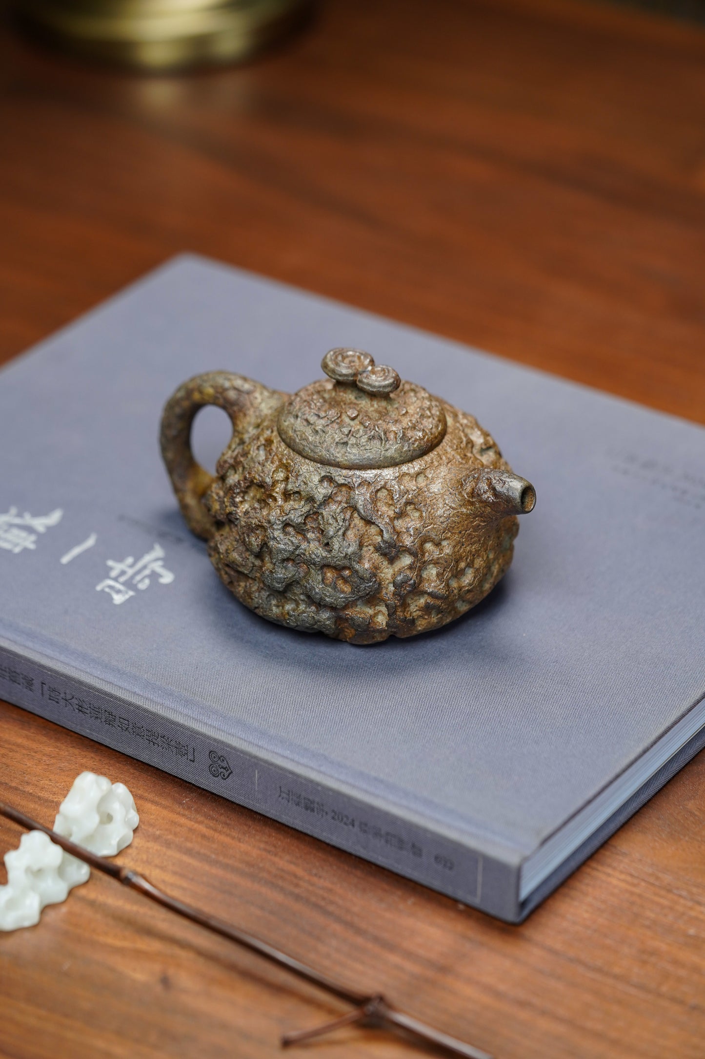 【蒋蓉之女 传世花器】紫砂非遗花器泰斗·蒋蓉唯一嫡传｜蒋艺华亲制巅峰臻品【龙鳞供春壶】原矿极品黄金段柴烧·230cc