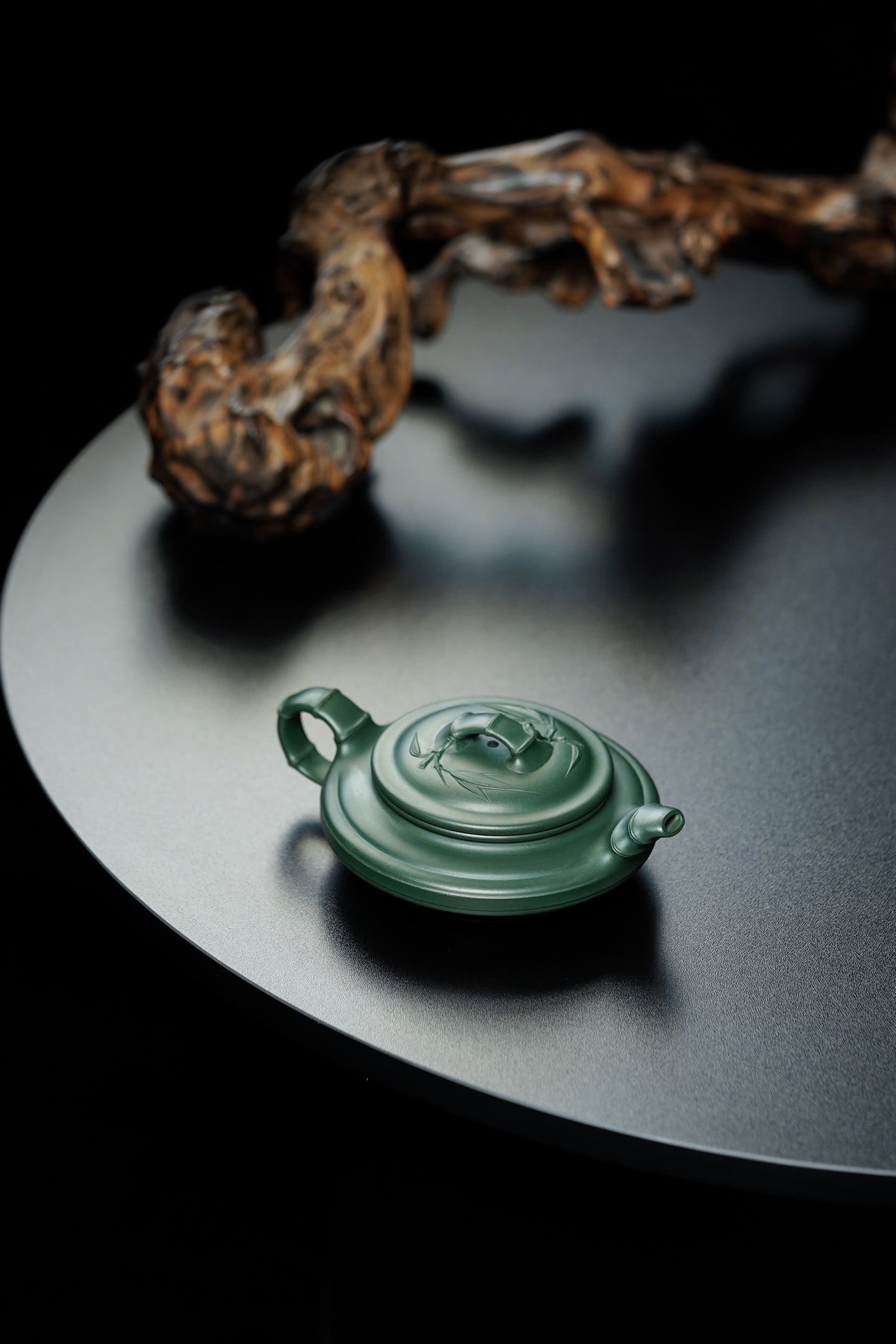 国大师李昌鸿·🧧紫砂泰斗顾景舟传承·双国大师之作【扁竹鼓壶】原矿优质景舟绿泥·200cc
