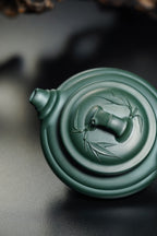 国大师李昌鸿·🧧紫砂泰斗顾景舟传承·双国大师之作【扁竹鼓壶】原矿优质景舟绿泥·200cc