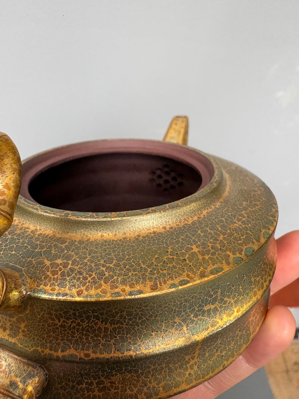 原矿优质紫砂·特色黄金紫晶贝壳烧《步步高升壶》原矿极品紫泥·280cc 著名紫砂艺术家·王葛荣·制