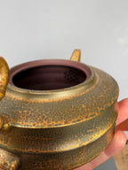 原矿优质紫砂·特色黄金紫晶贝壳烧《步步高升壶》原矿极品紫泥·280cc 著名紫砂艺术家·王葛荣·制