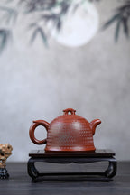 《回纹桥鼎》 王敏 正高级工艺美术师  80年黄龙山金砂底槽清，390cc，并列10孔出水