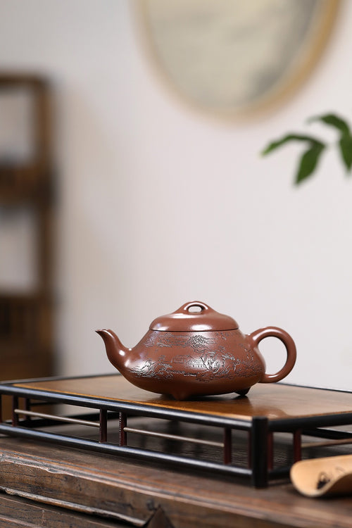 《汉棠石瓢》 国家级工艺美术师 鲍玉华 原矿文革老紫泥，320cc，菱形9孔出水