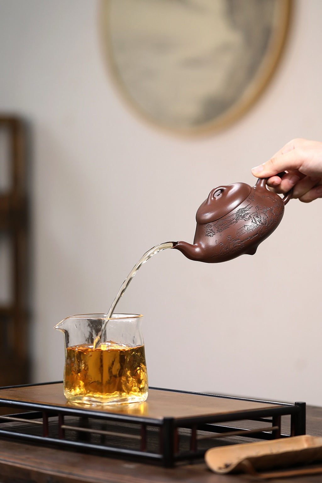《汉棠石瓢》 国家级工艺美术师 鲍玉华 原矿文革老紫泥，320cc，菱形9孔出水