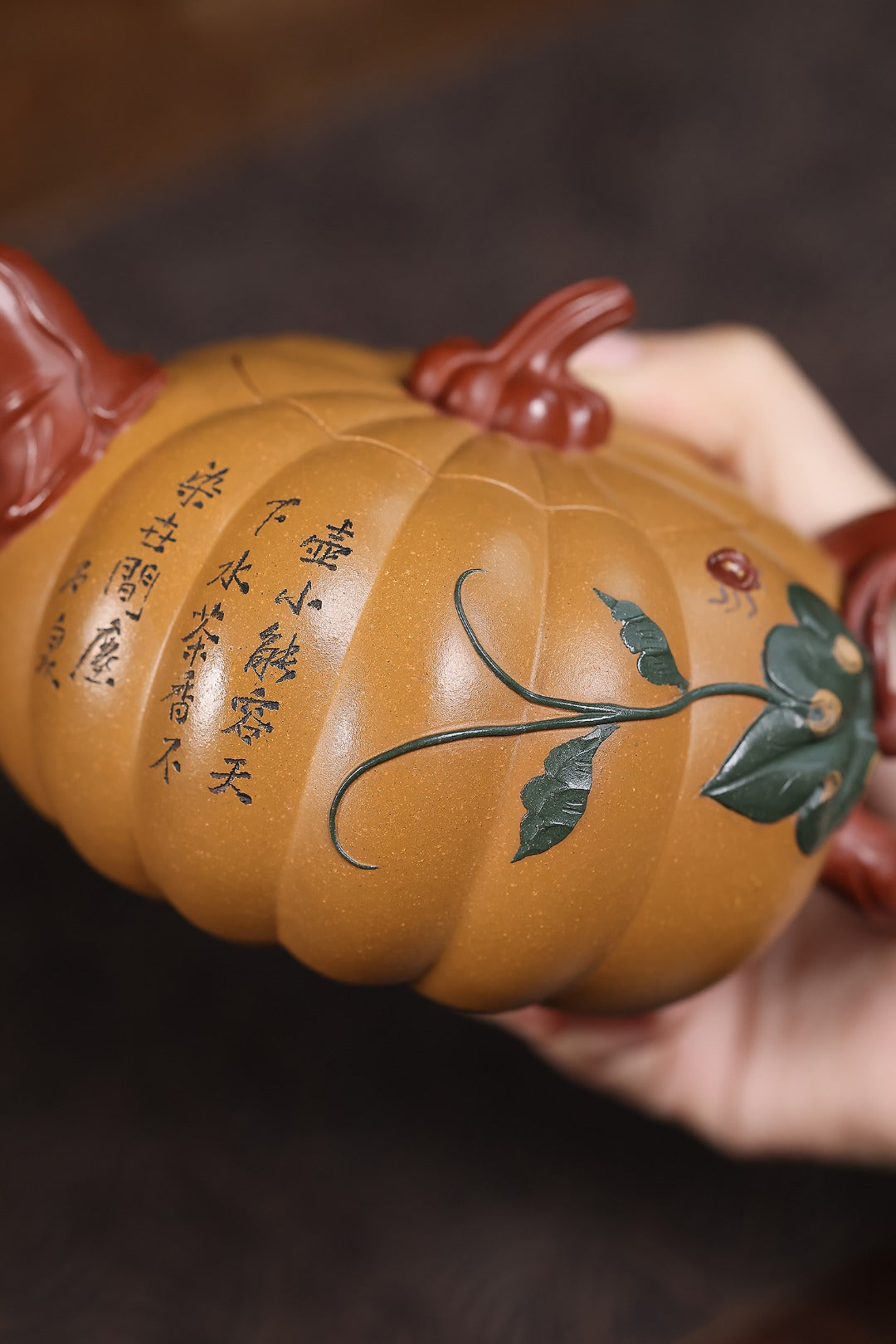《南瓜壶》 国家级工艺美术师 鲍玉华 原矿鲍氏百年冷金黄，360cc，并列10孔出水