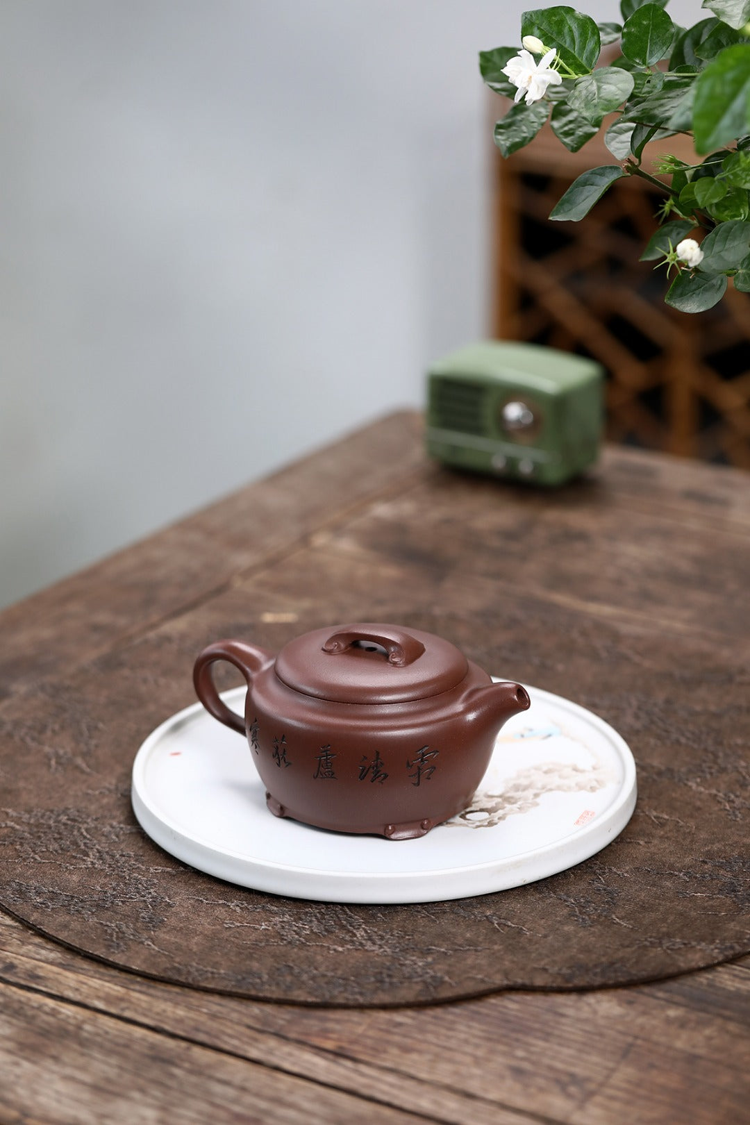 《四季如意》 国家级工艺美术师 鲍玉华 原矿文革老紫泥，350cc，菱形9孔出水