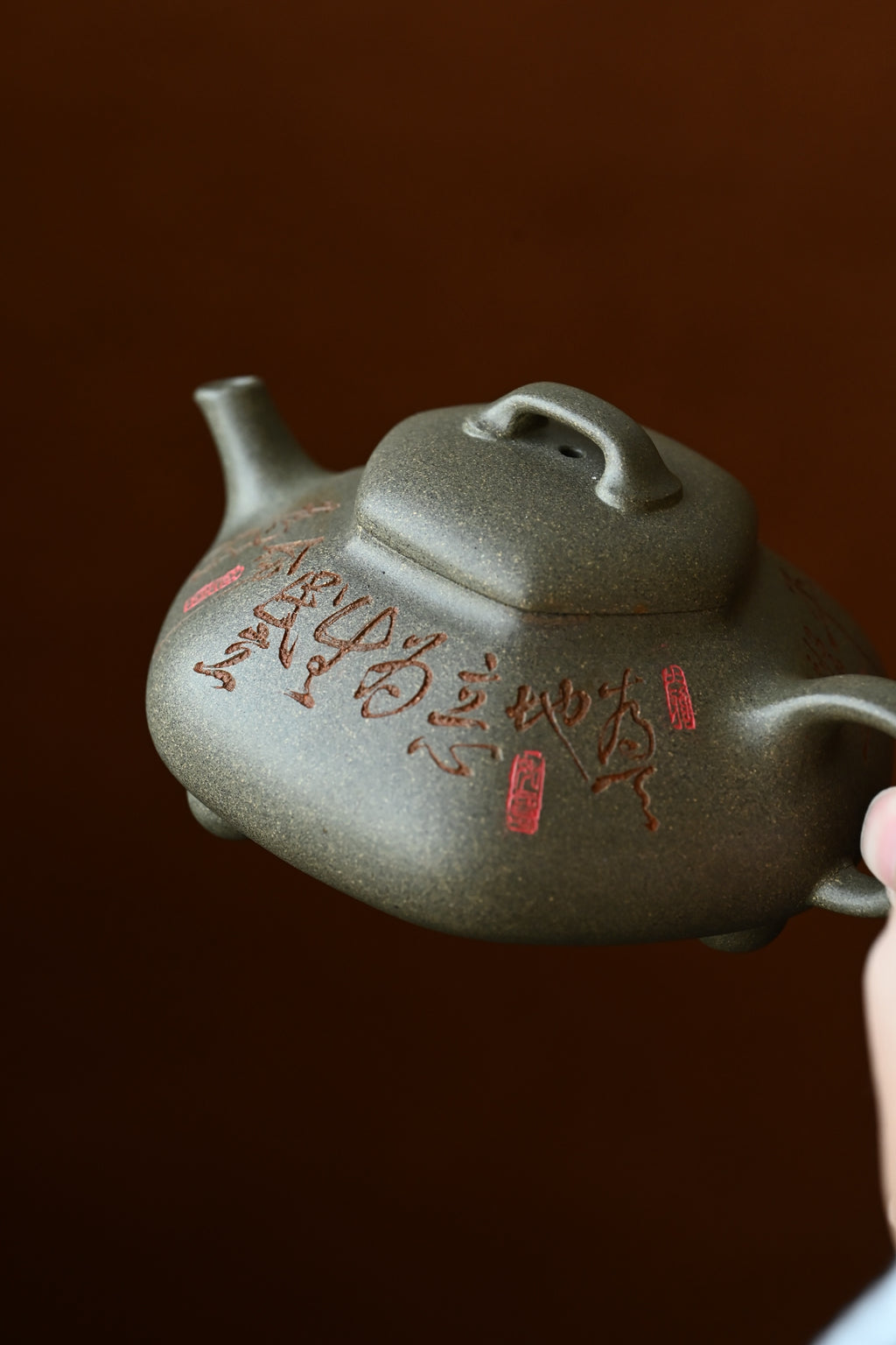 乐瓢·双工合制 /大拍陶手王家伟制 /90后陶刻第一人小一颠王城刻 /容量200cc/家藏青段