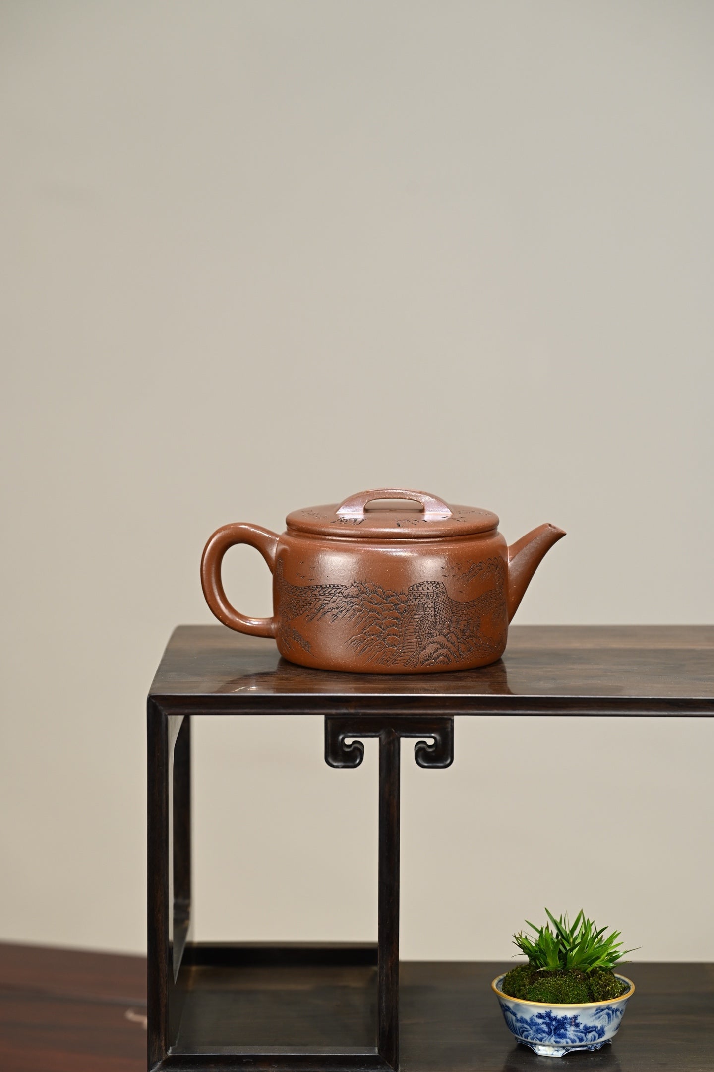 汉瓦·全手工 （双证书） /高工蒋锡坤作品 /鲁号刻绘 /容量300cc/原矿底槽清