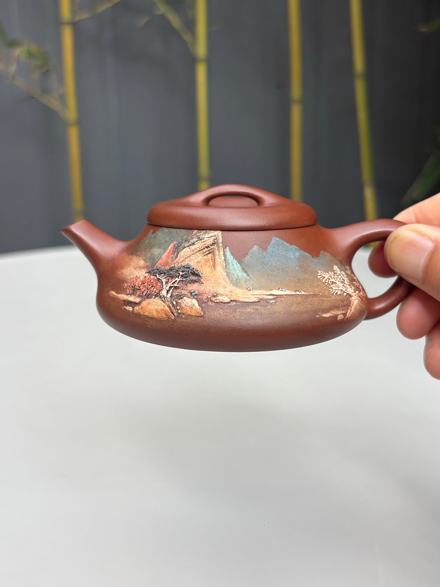 【双泰斗合璧·紫砂史巅峰】紫砂界天花板｜何光宏·邱玉林双宗师联袂创作《溪山石瓢壶》原矿极品底槽清·130cc
