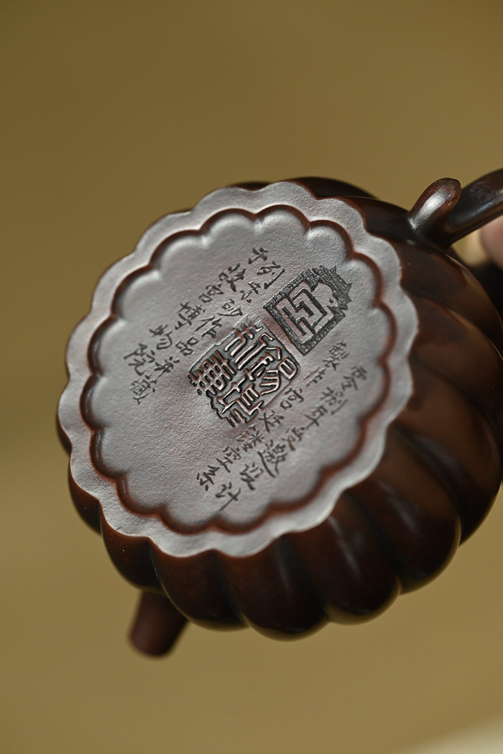 筋纹圆菱·全手工/高工蒋锡坤作品/容量150cc/黑墩头